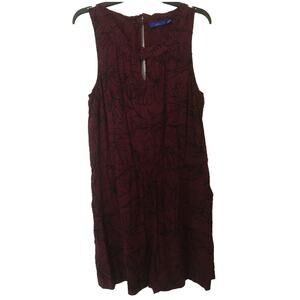 APT. 9 Large Black & Maroon Sleeveless Romper Gathered Waist Peek a Boo